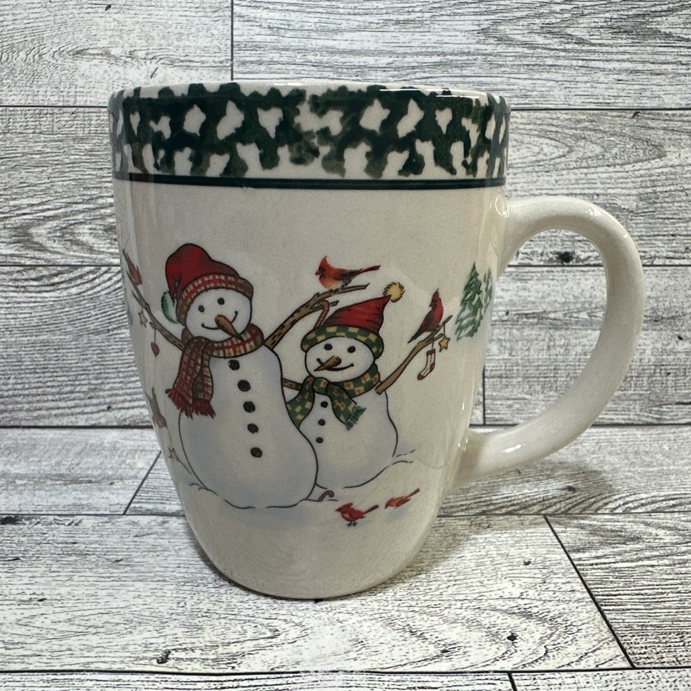 THOMSON POTTERY Snowman Coffee Cocoa Mugs Cups Winter Trees 4x3" Replacement
